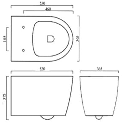 Emme Wall Hung Toilet (suitable for cistern & frame packs) - Aqua