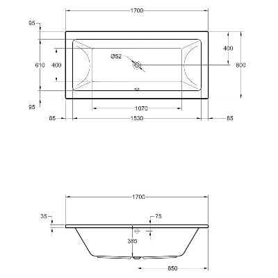 Carrera Double Ended Bath - All Sizes - Aqua