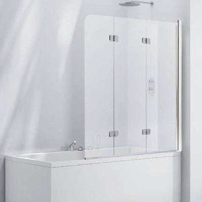 Aquaglass 6mm Frameless Bath Screen with 3 Folding Panels - 1400 x 1200mm - Aqua