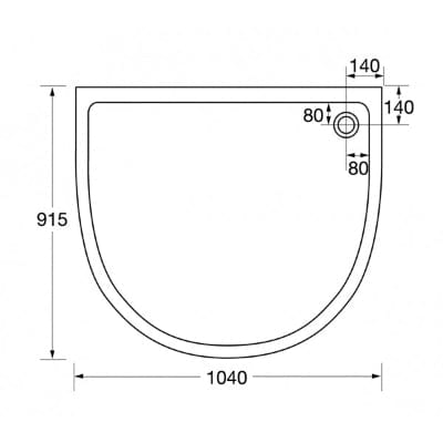 Identiti U Shaped Shower Tray - 1040mm x 915mm - April