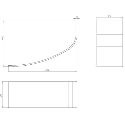 Cloud Offset Corner Bath Panel - Aqua