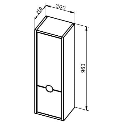 Kompass Tall Unit Oak/White - 300 x 250 x 960mm - Aqua