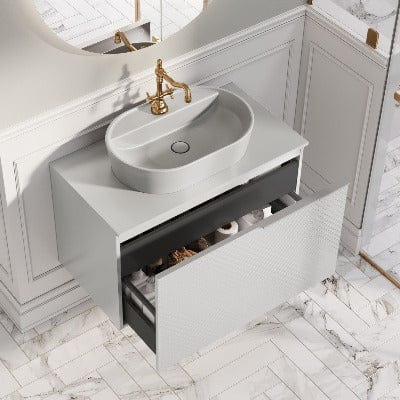 Glam Wall Hung Vanity Unit - Matt White - All Sizes - Aqua