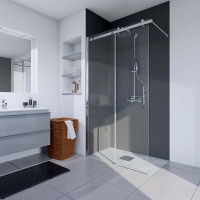 Urban Walk-in Chrome Sliding Shower Door - 1200 x 2000mm - Aquaglass