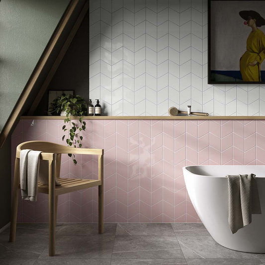 Rhomboid Gloss Ceramic Pink Wall Tile 152mm x 263mm (25 Per Box)