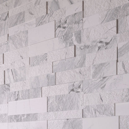 Oswald White Split Face Matt Porcelain Wall Tile 150mm x 610mm (11 per Box)