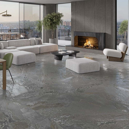 Planet Dark Semi-Polished Porcelain Wall & Floor Tile 1198mm x 598mm (2 per Box)