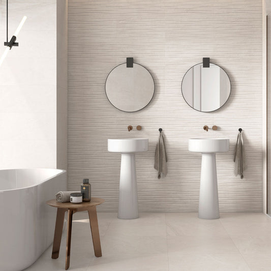 Legend Cream Décor Matt Ceramic Wall Tile 595mm x 295mm (7 per Box)