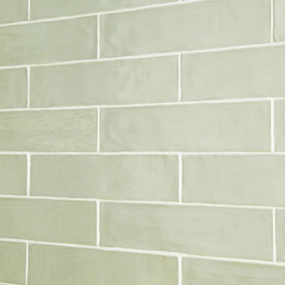Handmade Sage Gloss Ceramic Wall Tile 75mm x 300mm (20 per Box)