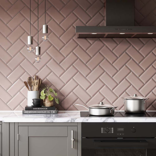 Metro Pink Gloss Ceramic Wall Tile 100mm x 200mm (50 per Box)