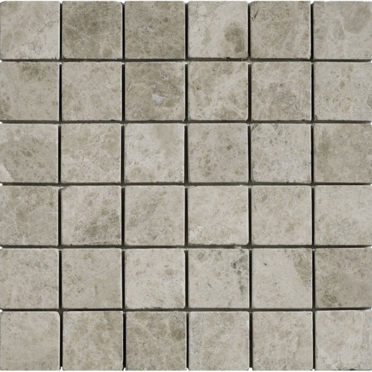 Silver Shadow Grey Tumbled Marble Mosaic 305mm x 305mm (10 per Box)