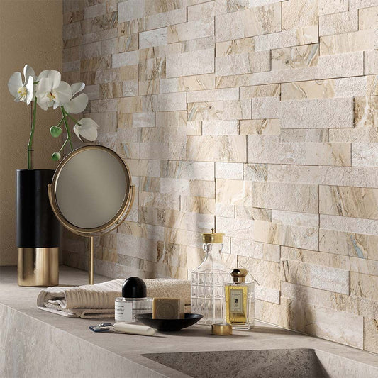 Oswald Beige Split Face Matt Porcelain Wall Tile 150mm x 610mm (11 per Box)
