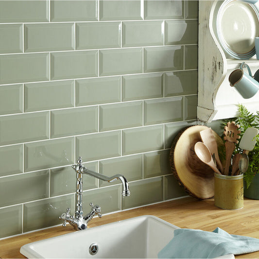 Metro Sage Gloss Ceramic Wall Tile - All Sizes