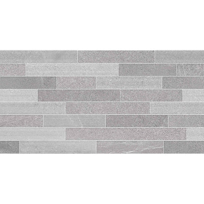 Norwick Grey Décor Gloss Ceramic Wall Tile 595mm x 295mm (8 per Box)