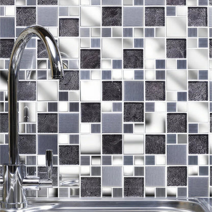Moonlight Glass/Metal Mix Modular Wall Mosaic 300mm x 300mm (10 per Box)