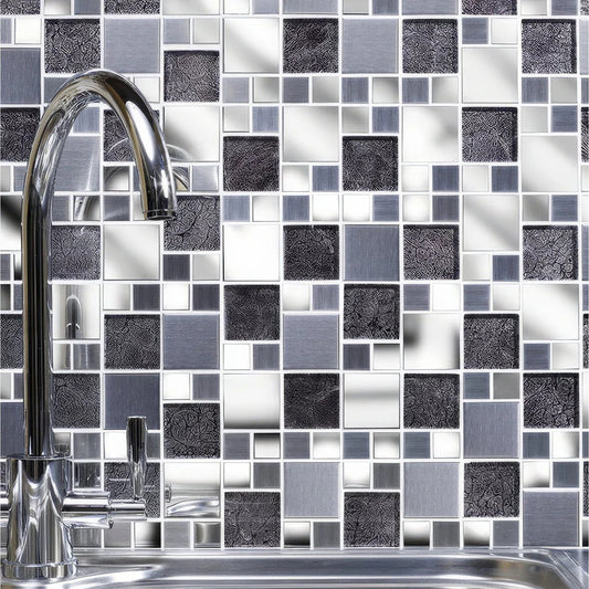Moonlight Glass/Metal Mix Modular Wall Mosaic 300mm x 300mm (10 per Box)