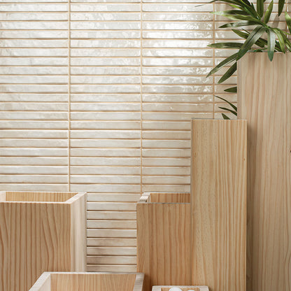 Maya Linear Pearl Gloss Ceramic Wall Tile 350mm x 350mm (12 per Box)