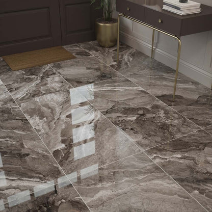 Kore Slate Grey Polished Porcelain Wall & Floor Tile - All Sizes