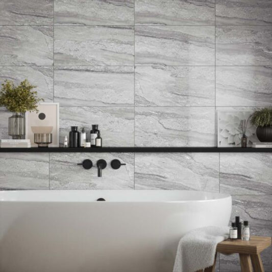 Laurent Grey Gloss Ceramic Wall Tile 300mm x 600mm (8 per Box)