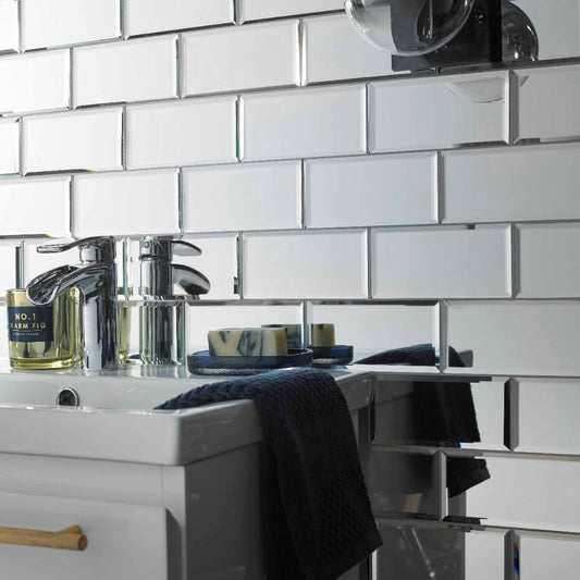 Lumiere Bevel Mirror Brick Wall Mosaic 305mm x 305mm (15 per Box)
