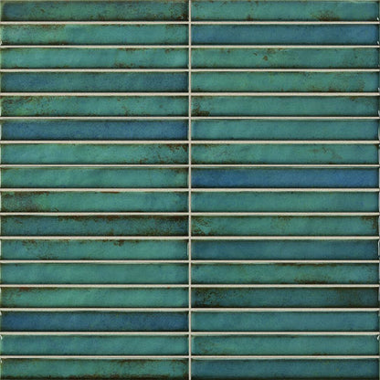 Maya Linear Turquoise Gloss Ceramic Wall Tile 350mm x 350mm (12 per Box)