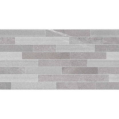 Norwick Grey Décor Gloss Ceramic Wall Tile 595mm x 295mm (8 per Box)