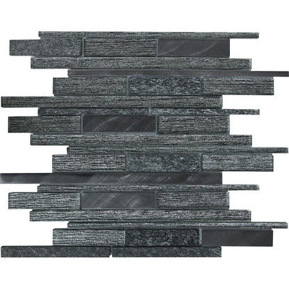 Kenton Grey Glass/Stone/Metal Mix Offset Linear Wall Mosaic 310mm x 300mm (10 per Box)