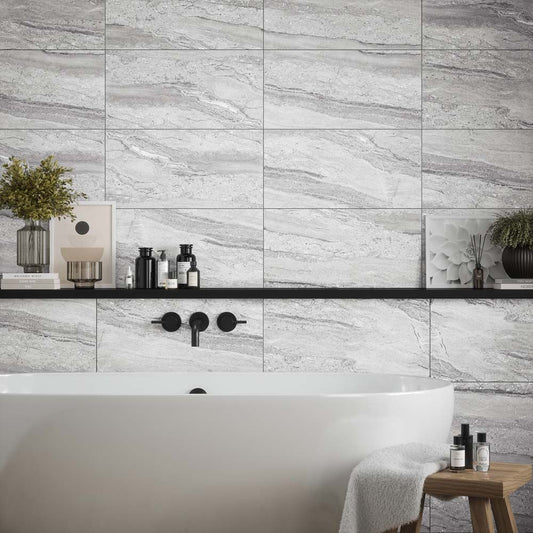 Laurent Grey Matt Ceramic Wall Tile 300mm x 60mm (8 per Box)