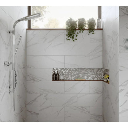 Hutton White/Silver Glass & Stone Mix Wall Mosaic 300mm x 300mm (10 per Box)