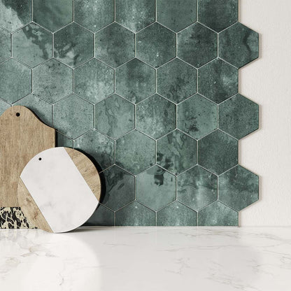 Hope Green Hexagon Gloss Ceramic Wall Tile 150mm x 173mm (44 per Box)