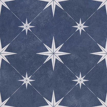 Vincent Navy Blue Patterned Matt Ceramic Wall & Floor Tile 335mm x 335mm (13 per Box)