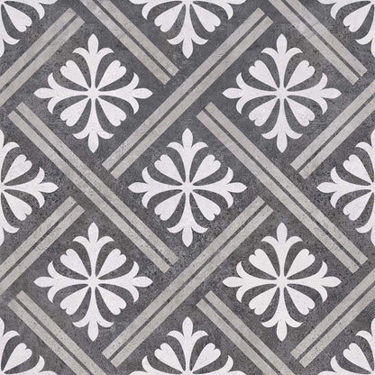 Mondrian Charcoal Patterned Matt Ceramic Wall & Floor Tile 335mm x 335mm (13 per Box)