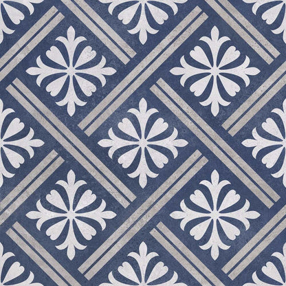 Mondrian Navy Blue Patterned Matt Ceramic Wall & Floor Tile 335mm x 335mm (13 per Box)