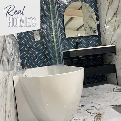 Hestia Viola Marble Polished Porcelain Wall & Floor Tile 600mm x 1200mm (3 per Box)