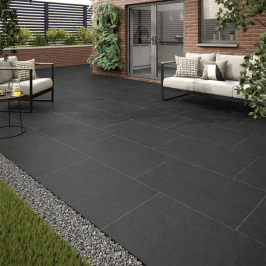 Baslow Black Matt Porcelain Outdoor Paving Tile 600m x 900mm x 20mm