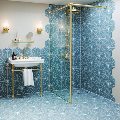 Sunburst Sea Blue Matt Porcelain Wall & Floor Tile 232mm x 267mm (16 per Box)