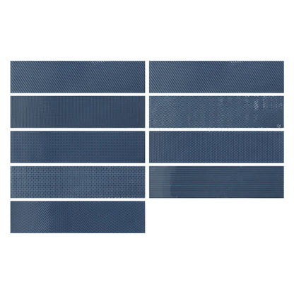 Gradient Patterns Denim Gloss Ceramic Wall Tile 75mm x 300mm (20 per Box)