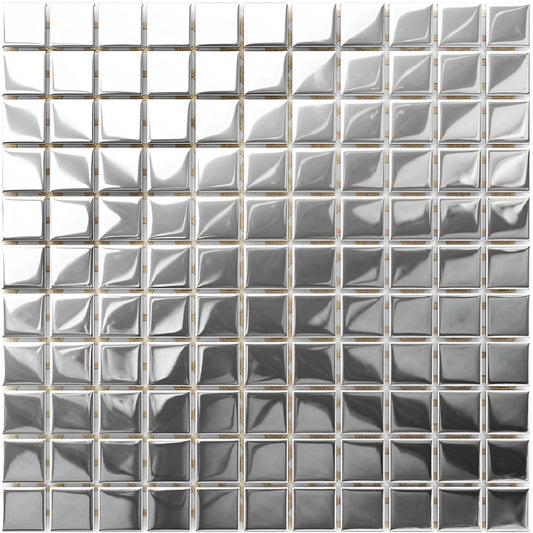 Electro Silver Brick Glass Wall Mosaic 300mm x 300mm (10 per Box)