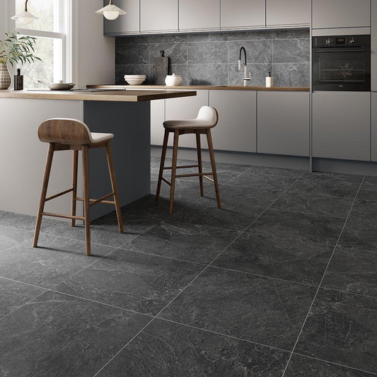 Genesis Anthracite Porcelain Wall & Floor Tile 600mm x 600mm (4 per Box)