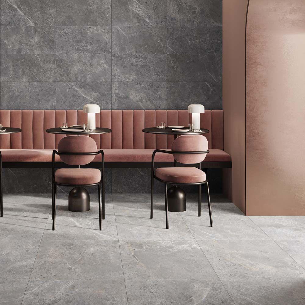 Bosco Anthracite Matt Porcelain Wall & Floor Tile 597mm x 597mm (4 per ...