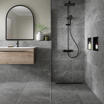 Genesis Dark Grey Porcelain Wall & Floor Tile 298mm x 600mm (7 per Box)