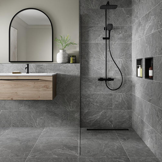 Genesis Dark Grey Porcelain Wall & Floor Tile 298mm x 600mm (7 per Box)