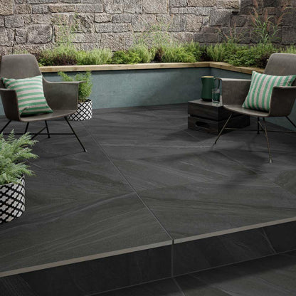 Britannia Stone Black Shadow Matt Glazed Porcelain 600mm x 900mm x 20mm (2 per Box)