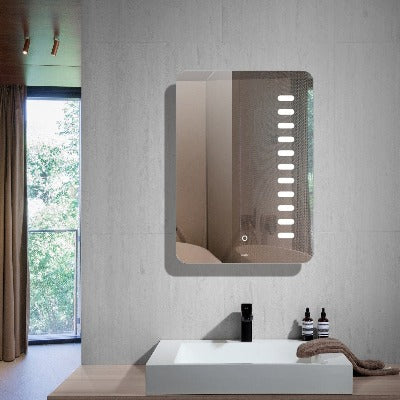 Kinsale Rectangular LED Mirror with Demister Pad & On/Off Touch Sensor - Aqua