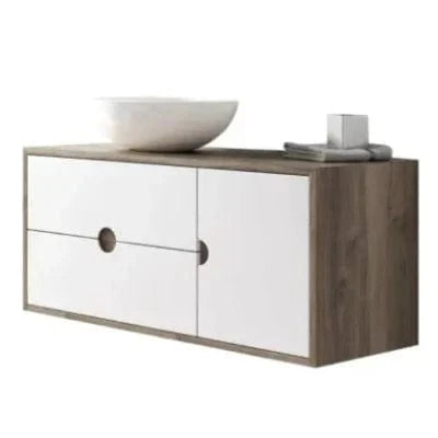 Kompass 1 Door 2 Drawer Vanity Oak/White - 1000 x 480 x 450mm - Aqua