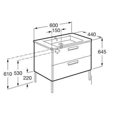 The Gap Unik 600mm Base Bathroom Unit & Basin - All Colours - Roca
