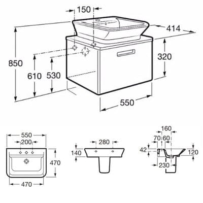 The Gap 550mm Base Bathroom Unit - All Colours - Roca