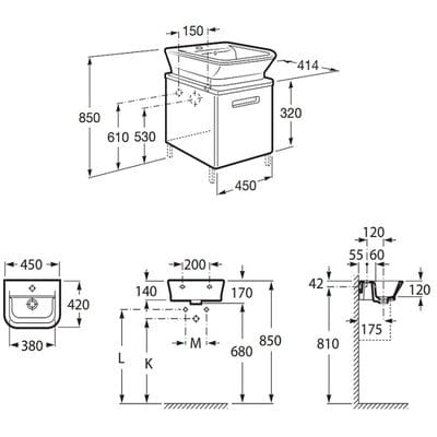 The Gap 450mm Base Bathroom Unit - Gloss White - Roca
