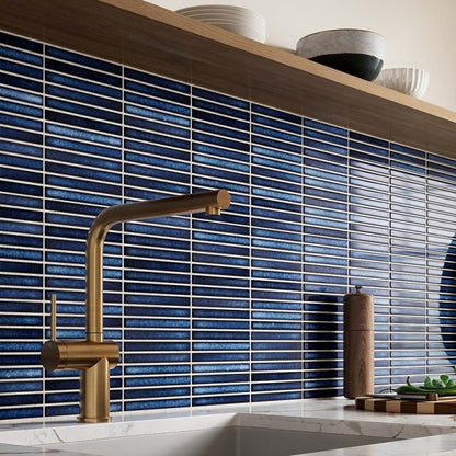 Linear Blue Glazed Polished Porcelain Wall Mosaic 313mm x 296mm (10 per Box)