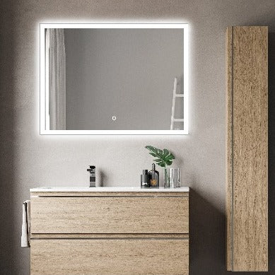 Luxe Rectangular LED Mirror with Demister Pad & On/Off Touch Sensor - Aqua